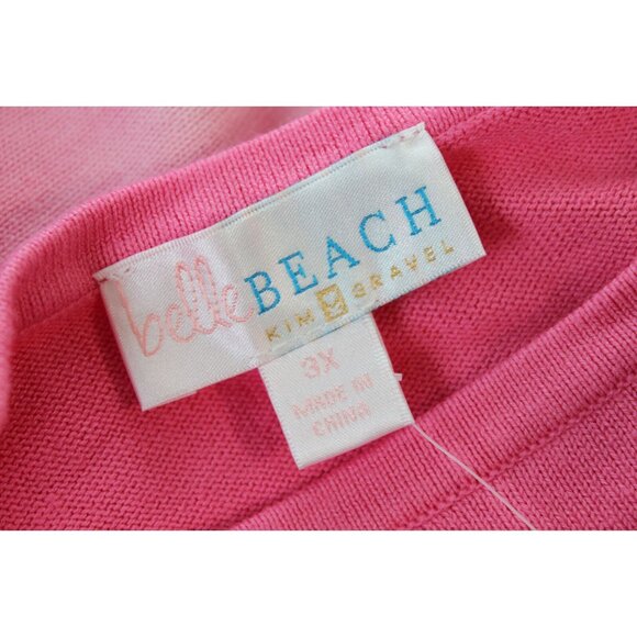 NWT Belle Beach Kim Gravel Blouse Size 3X Pink Yellow Colorful Cotton Stretch - Picture 11 of 11